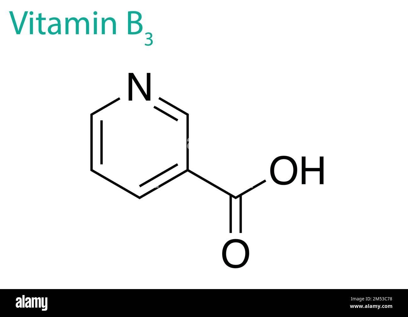 An illustration of a Vitamin B3 molecule isolated on a white background