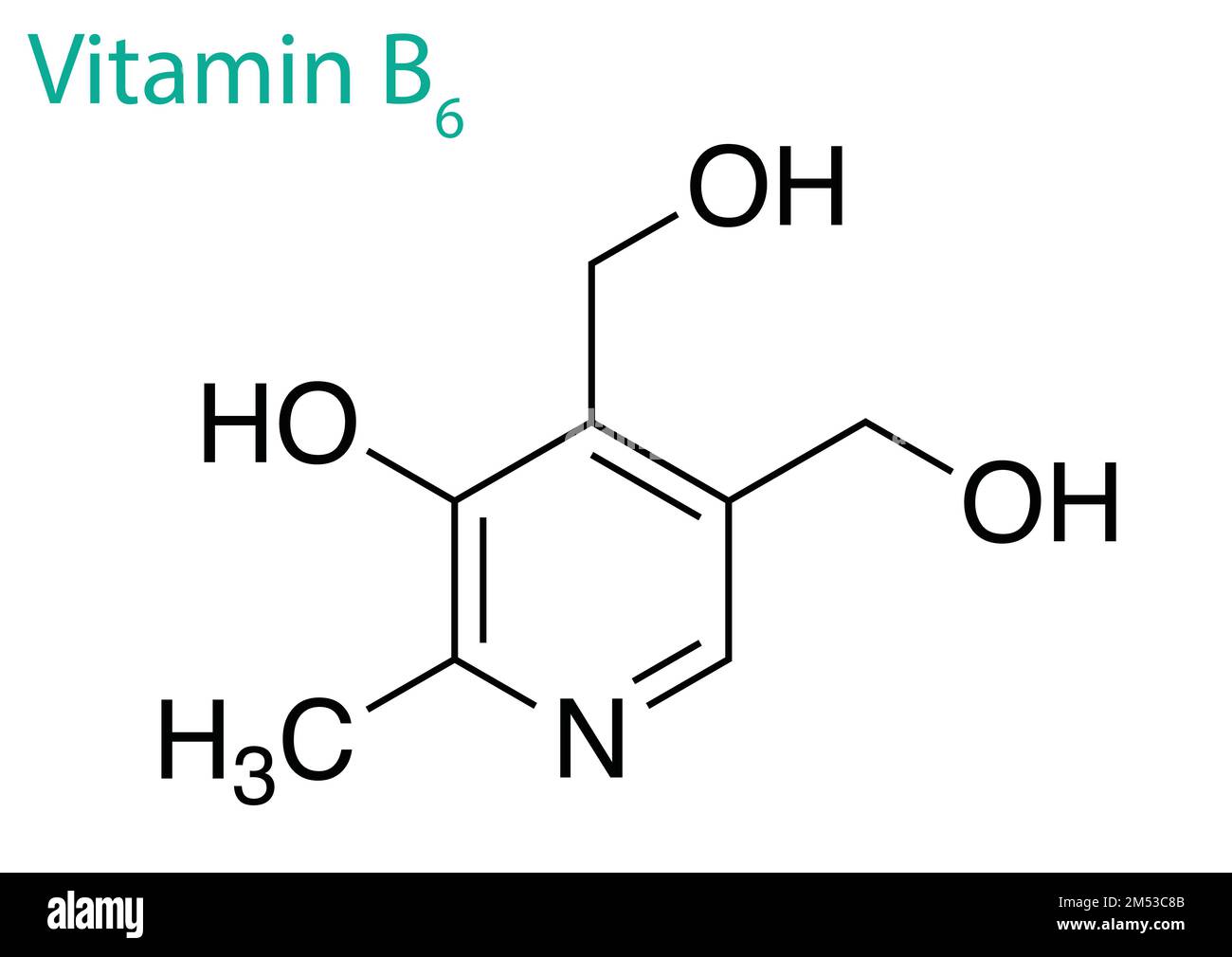 An illustration of a Vitamin B6 molecule isolated on a white background