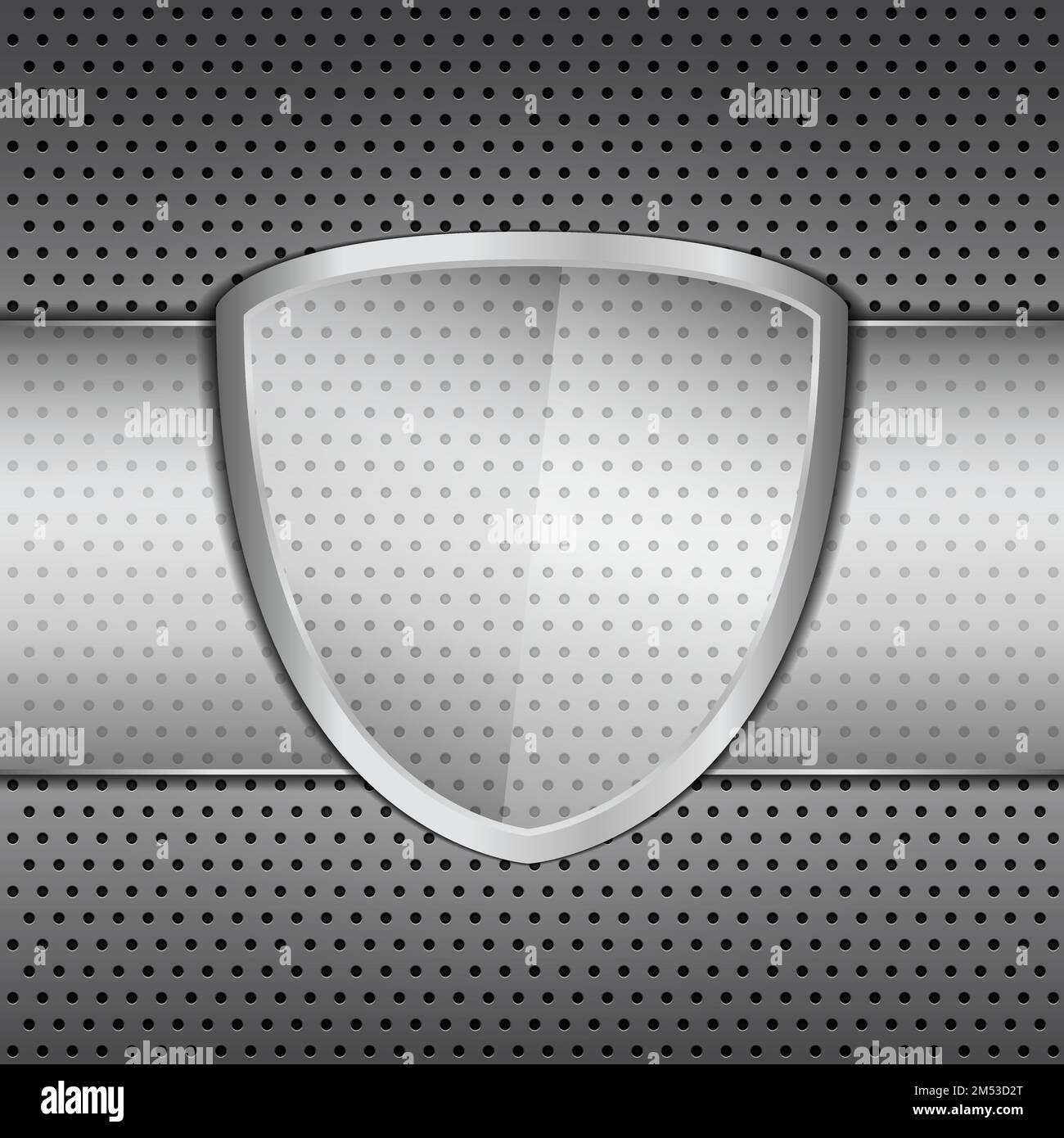 Transparent glass shield on metal background, vector eps10 illustration ...