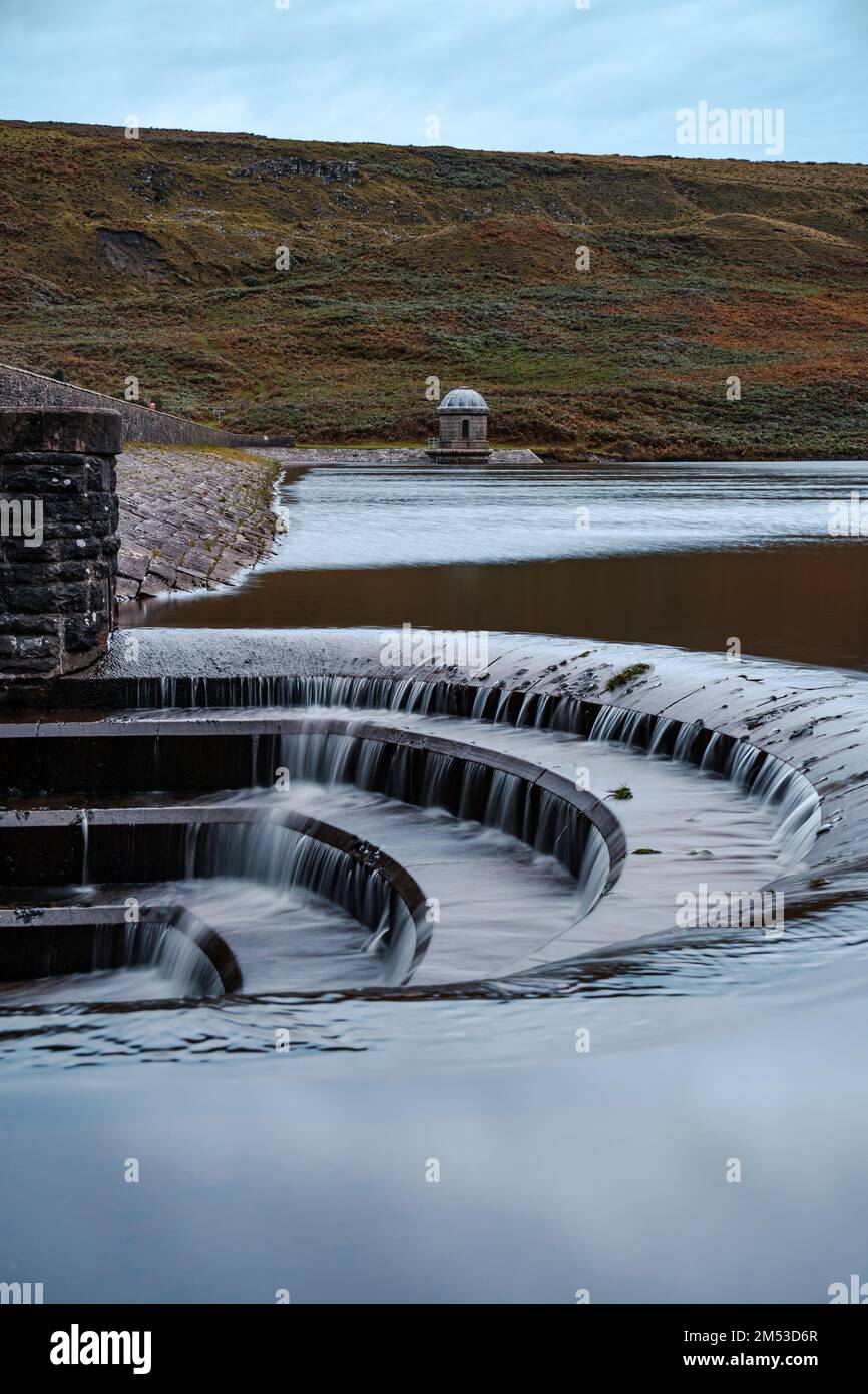 The Pump House at the Upper Lliw Valley Reservoir, Wales, the United Kingdom. Stock Photo