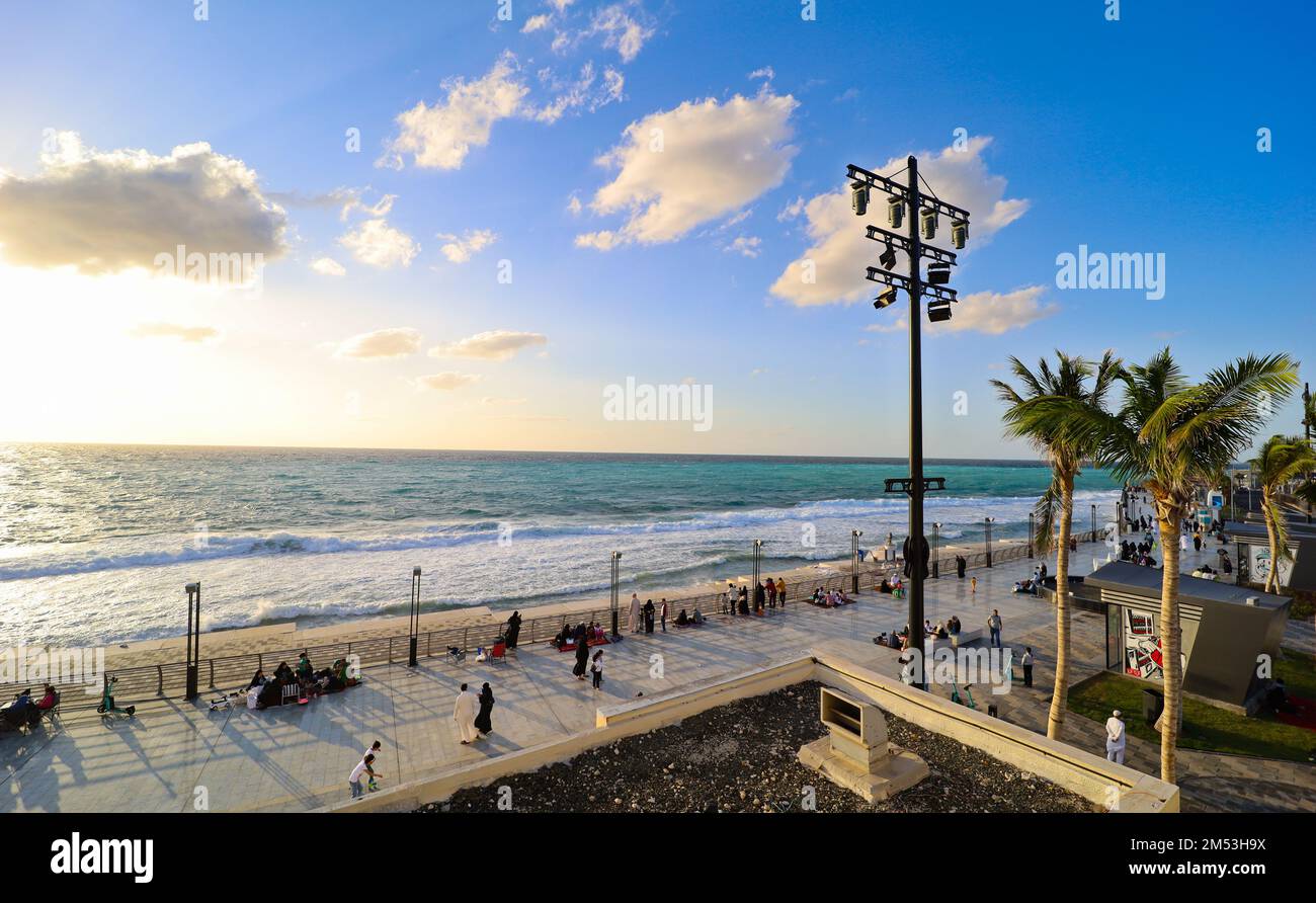 Jeddah , Saudi Arabia Dec 23 2022 - Jeddah Art Promenade - City Beach Stock Photo