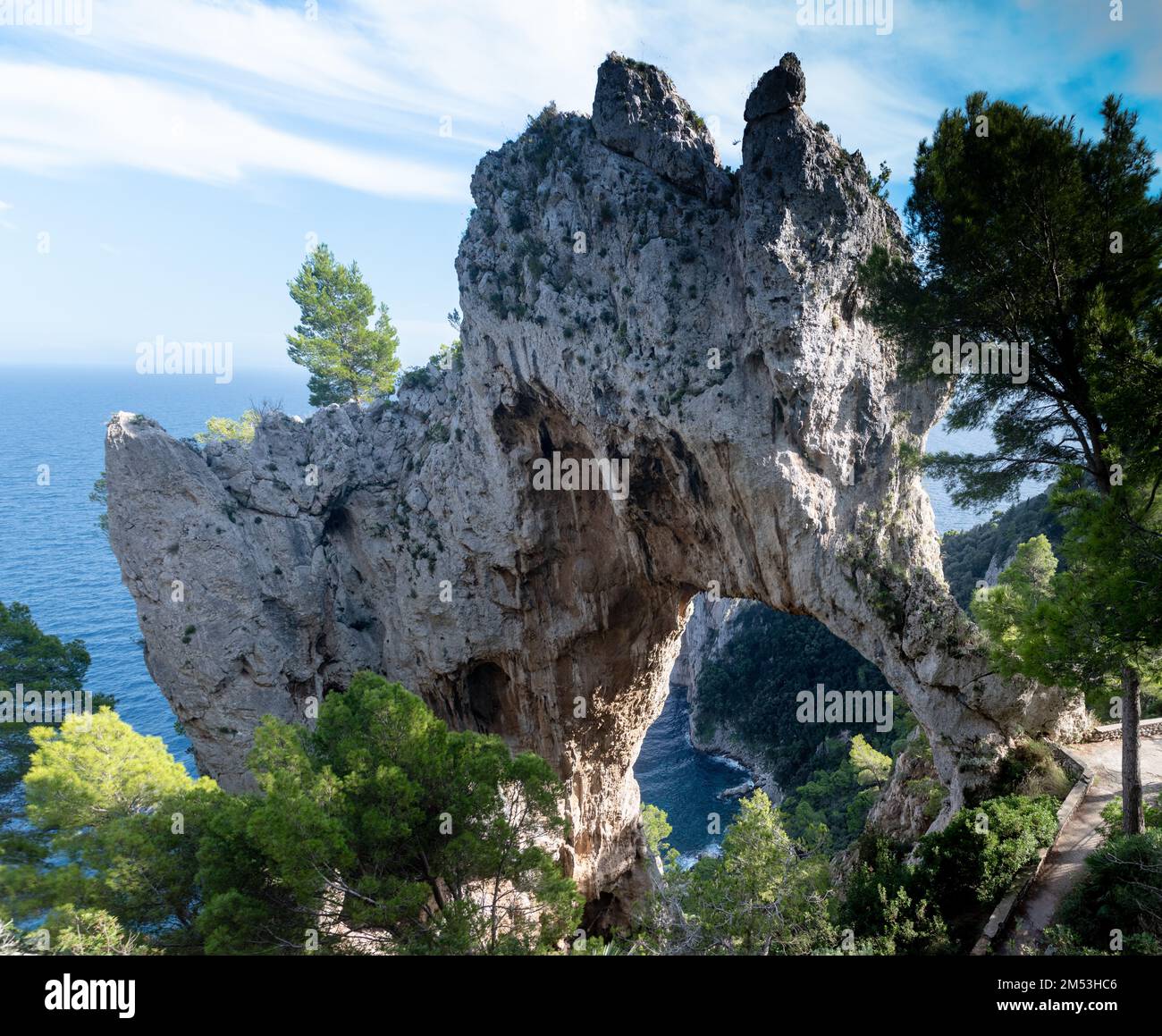 A breathtaking view of a Natural Arch in Capri island, Italy Stock ...