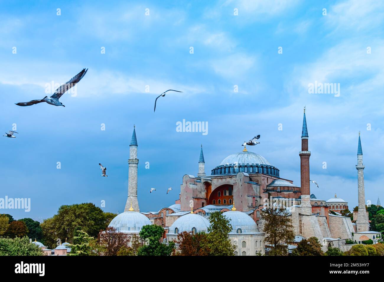 Istanbul, Turkey - Hagia Sophia dome and minarets in the old ...