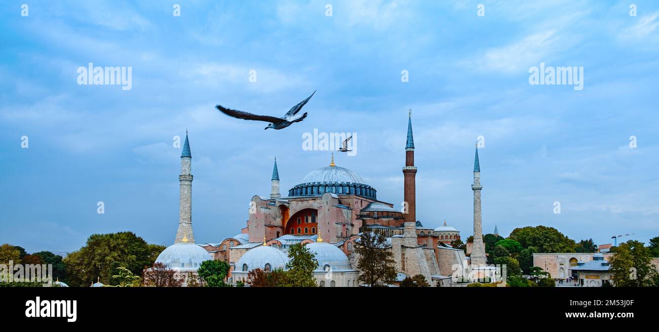 Istanbul, Turkey - Hagia Sophia dome and minarets in the old ...