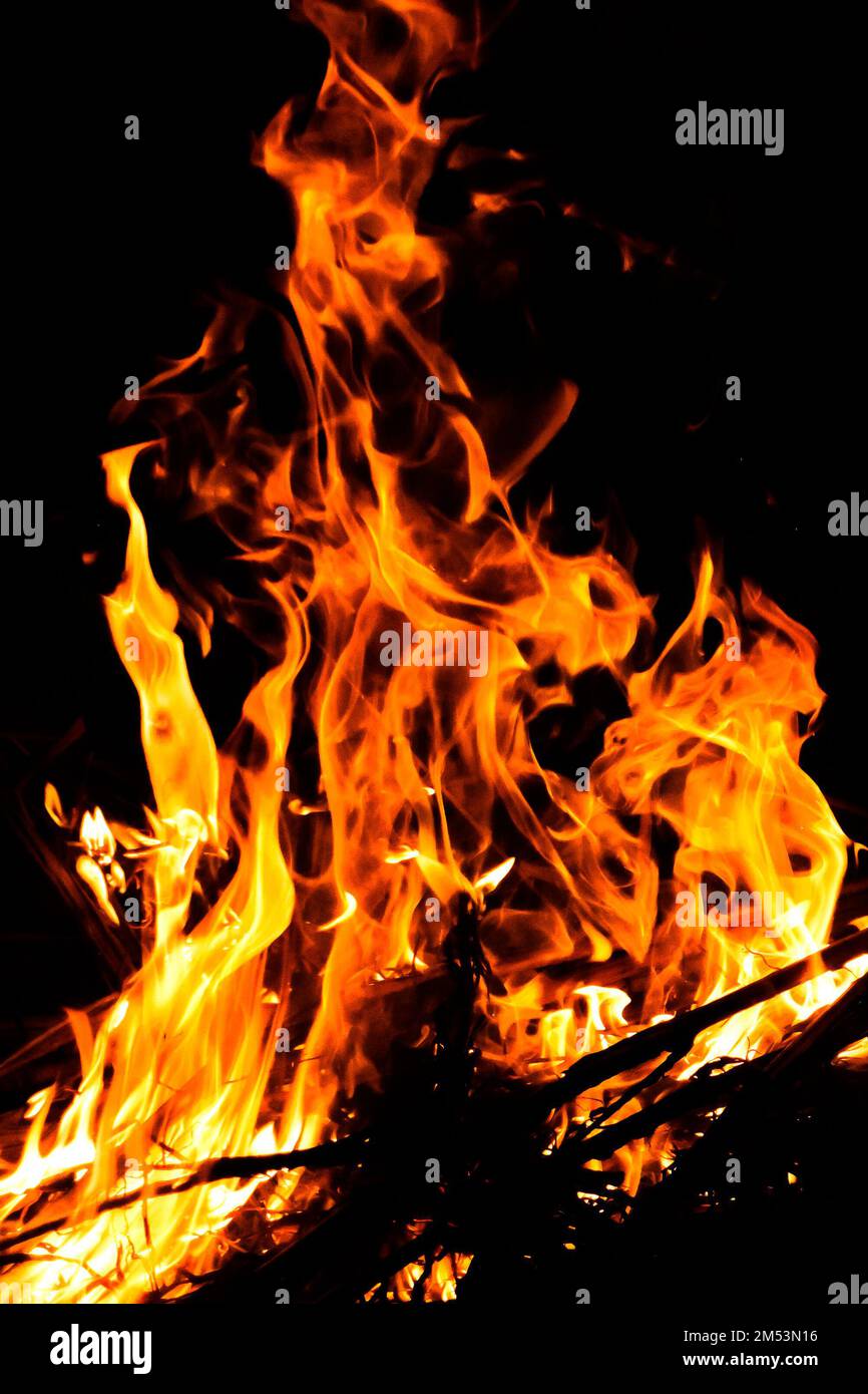 Fire explosion on black background Stock Photo