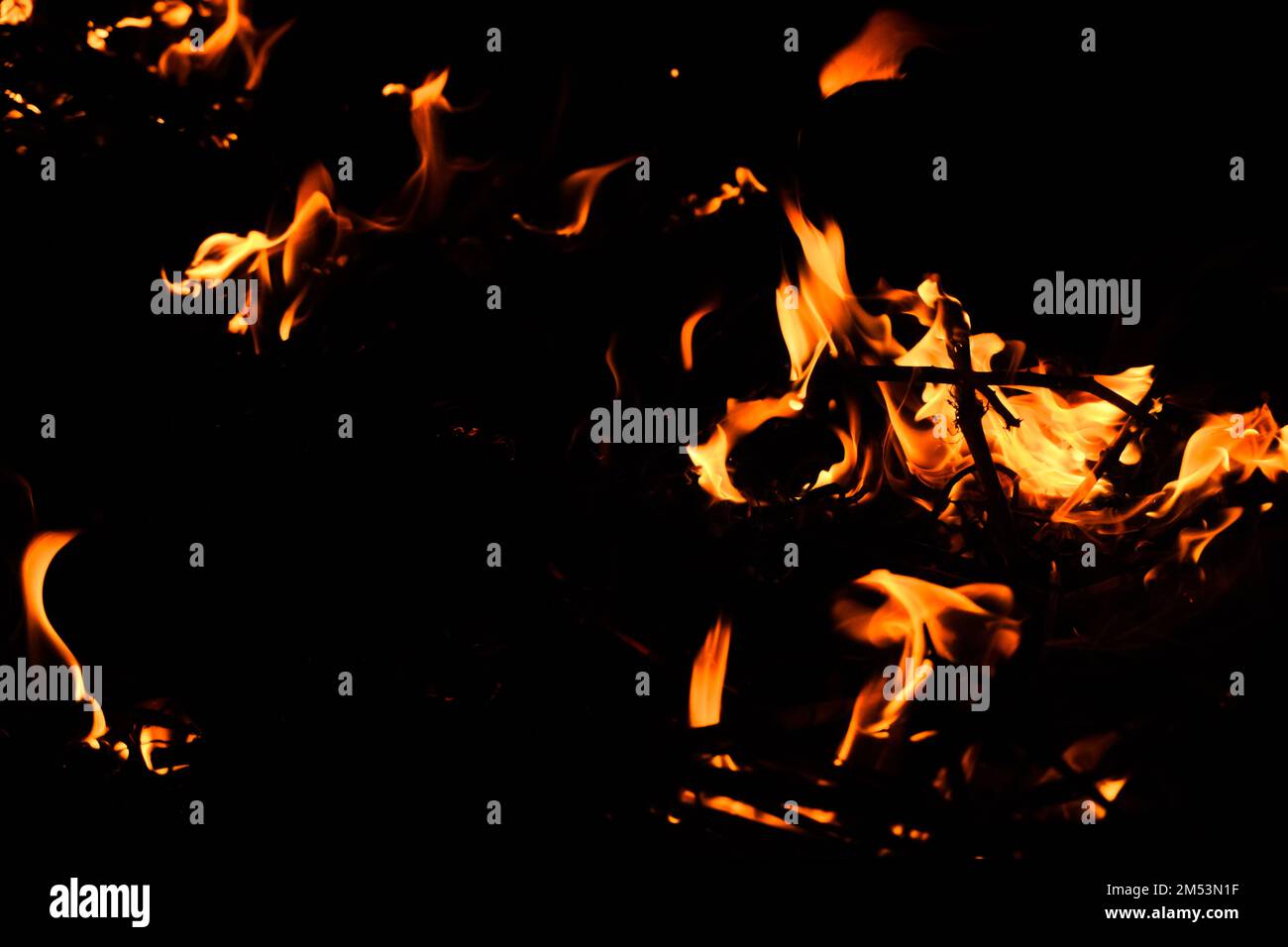 Burn down in a hardwood fire. Blaze fire flame background Stock Photo
