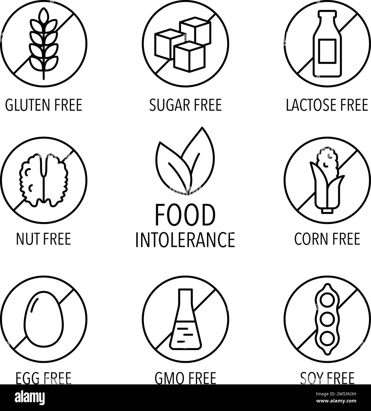 Set of isolated vector label icons for packaging design of food