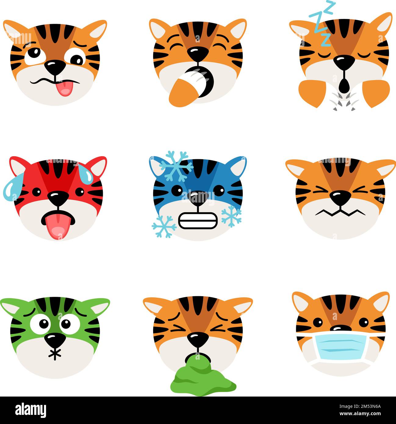 Cat emotion icon set illustration Stock Vector Images - Alamy