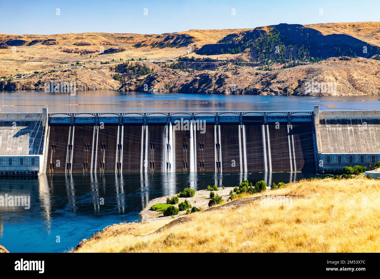 Grand Coulee hydroelectric dam; largest producer of power in the USA; Columbia River; Washington state; USA Stock Photo