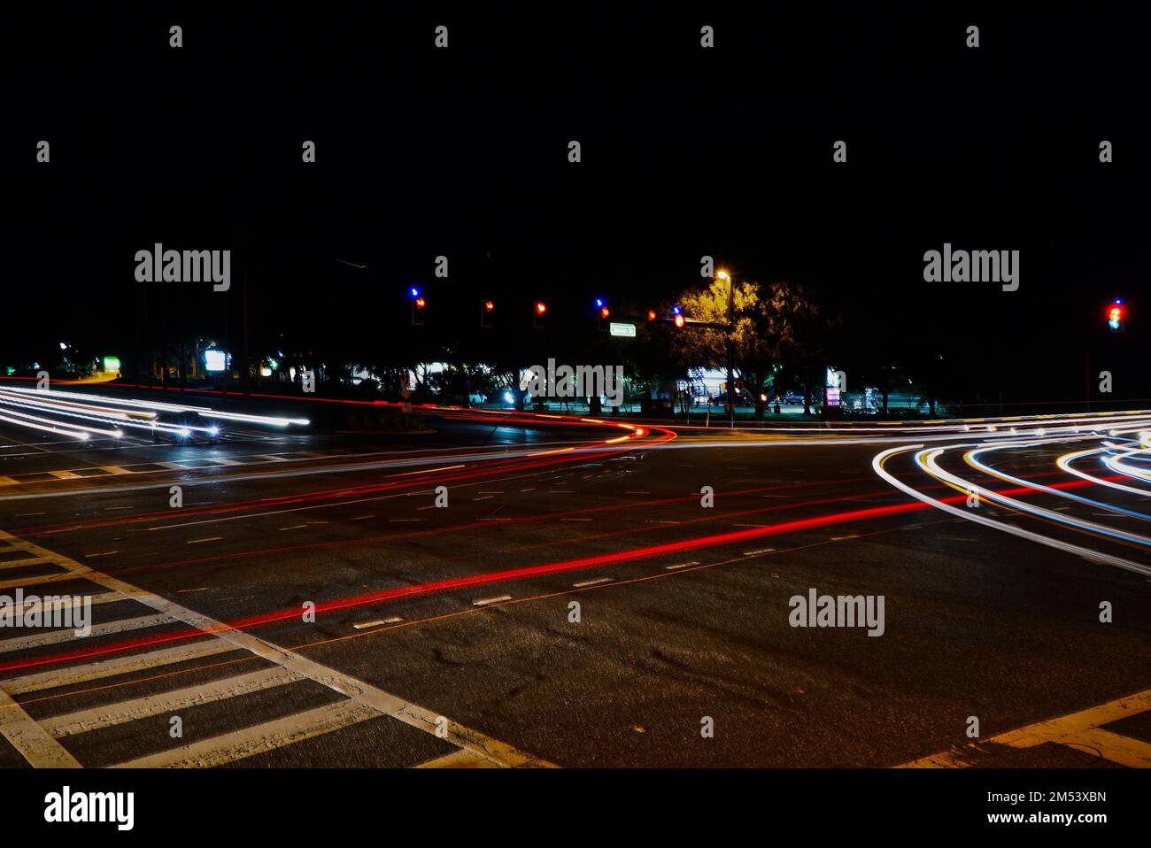 The light trails of cars at night Stock Photo - Alamy
