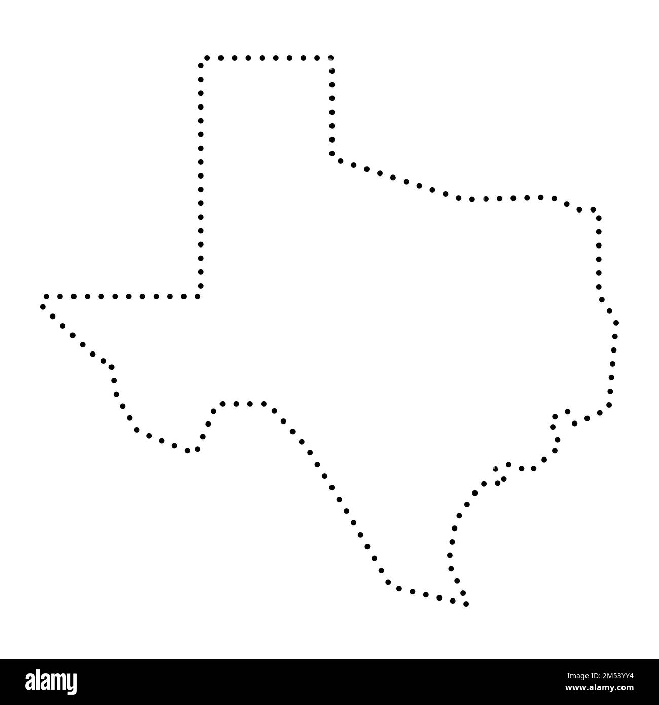 Texas state of United States of America, USA. Simplified thick black
