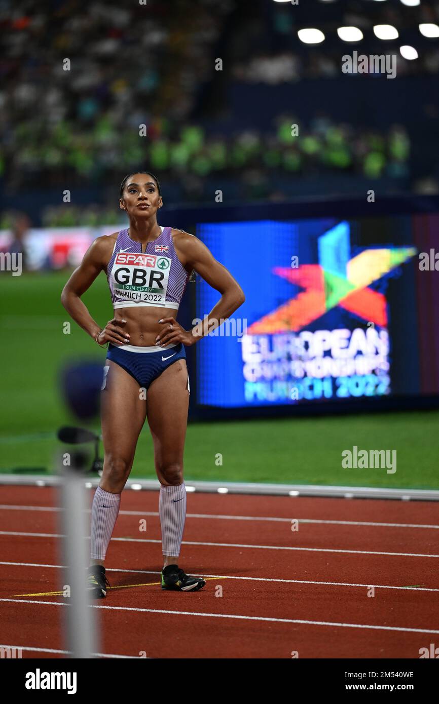 Women's 4x100 relay race, Ashleigh Nelson waiting at the start of the