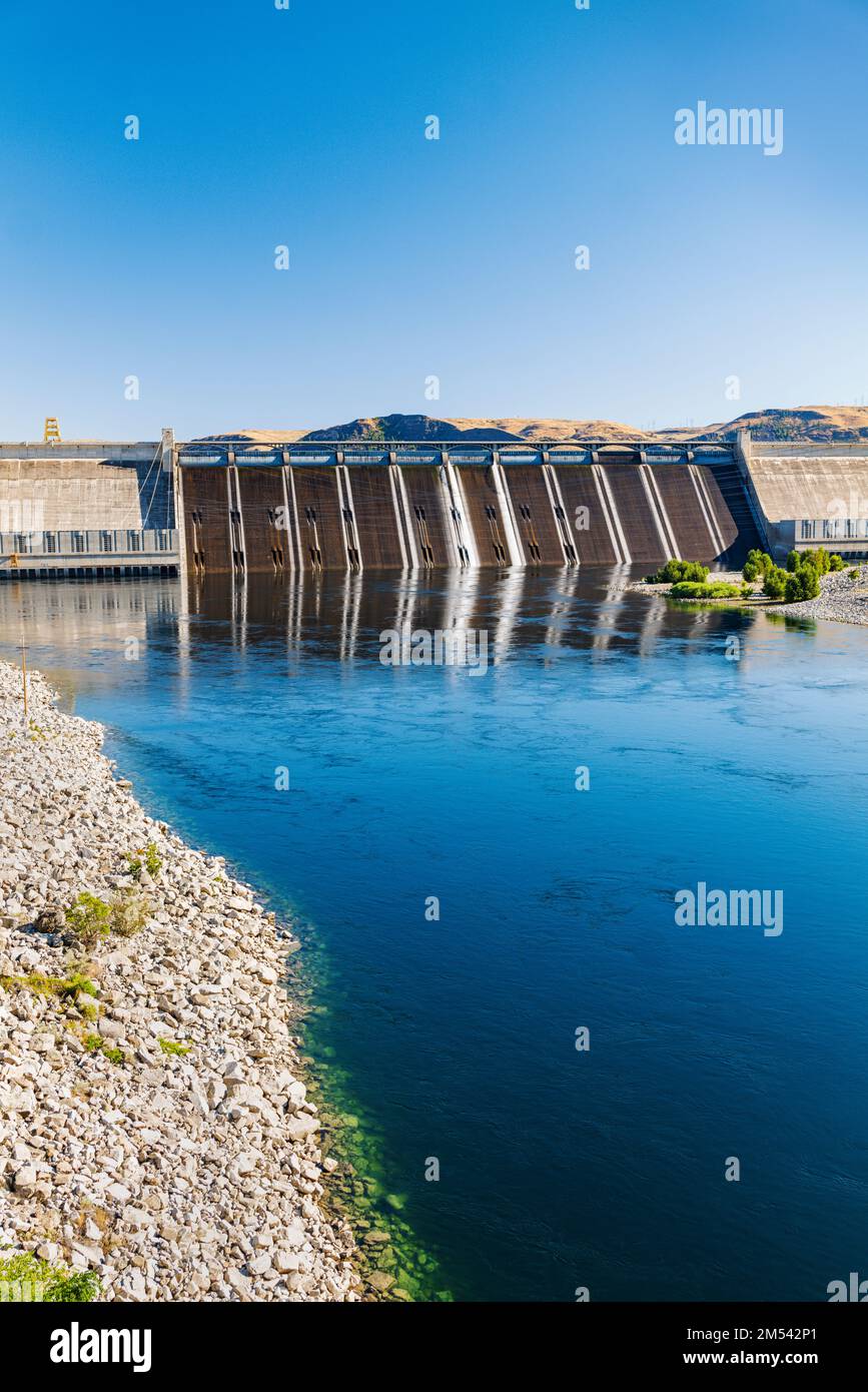 Grand Coulee hydroelectric dam; largest producer of power in the USA; Columbia River; Washington state; USA Stock Photo