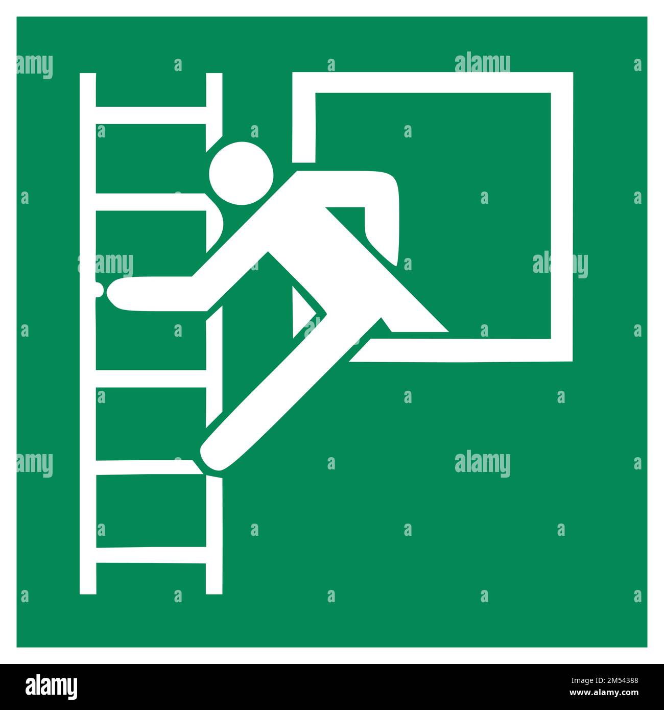 Emergency window with escape ladder sign Stock Vector