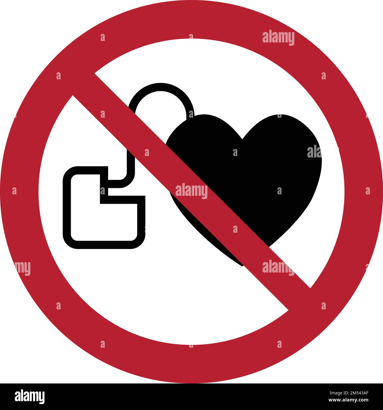 No access for people with active implanted cardiac devices sign. Stock Vector