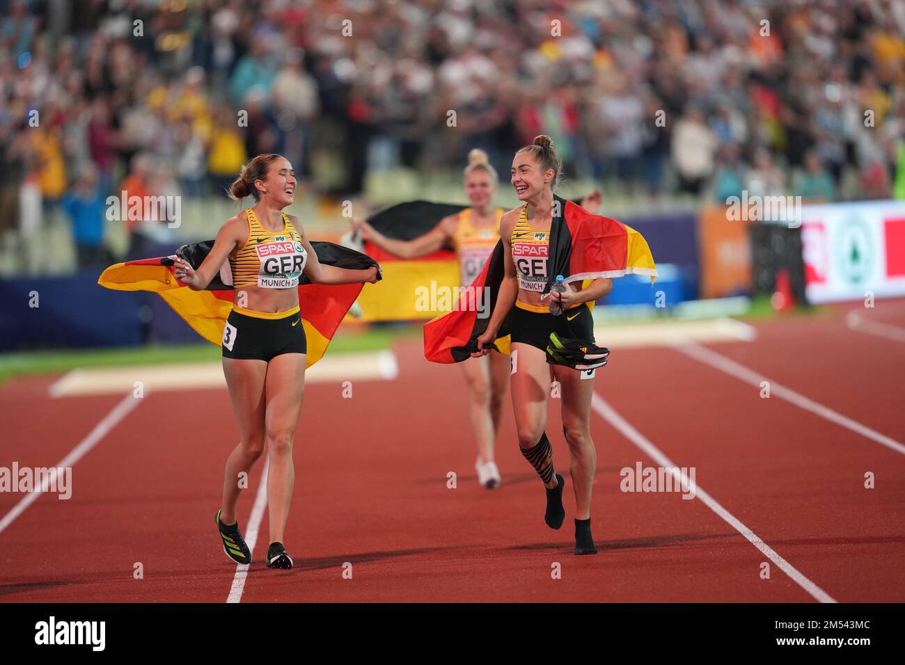 Women's 4x100 Relay Gold Medal (Gina Luckenkemper, Rebekka Hasse). European Championship in Munich 2022 Stock Photo