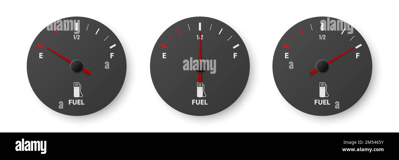 Vector 3d Realistic Gas Fuel Tank Gauge, Oil Level Bar Set Isolated