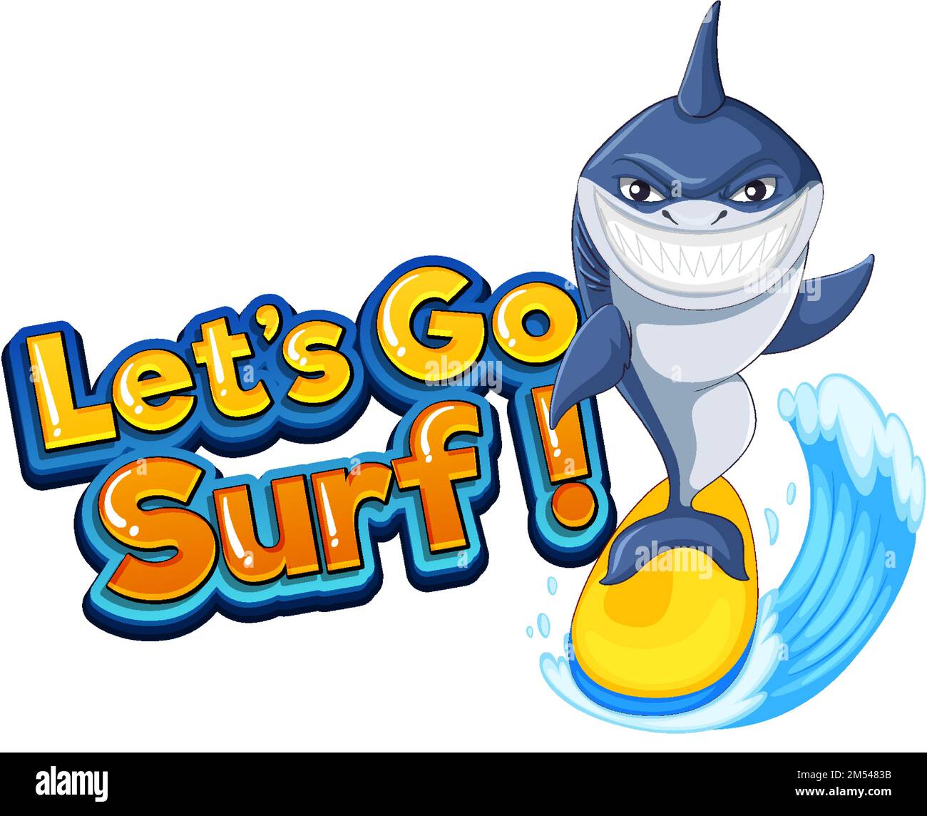 Cute shark cartoon character surfing icon illustration Stock Vector ...