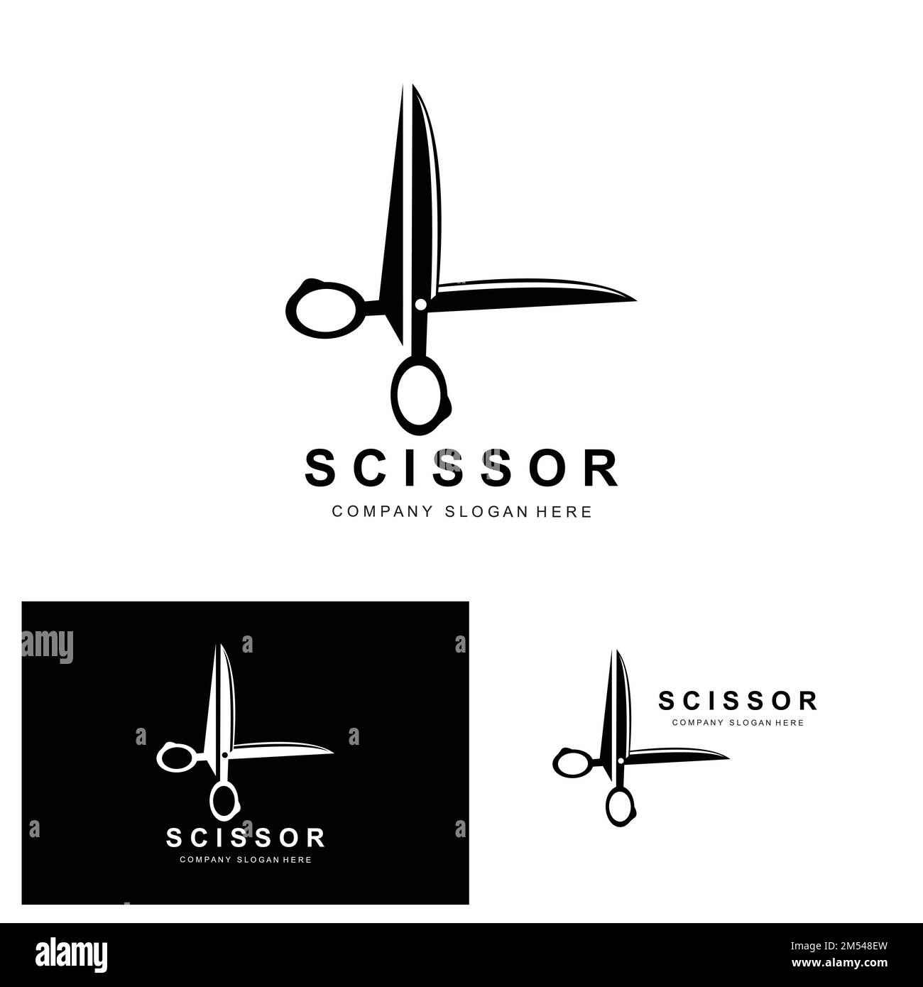 Scissors Logo Design, Vector Illustration Cutting Tool Icon Sticker