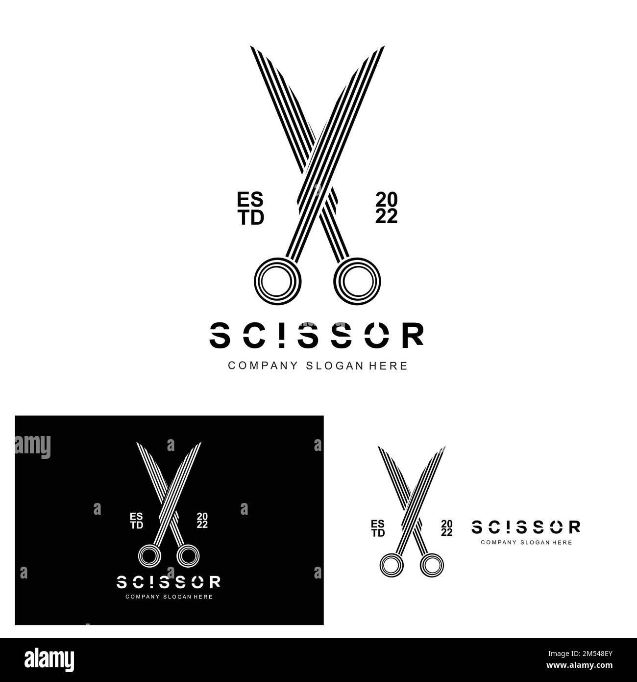 Scissors Logo Design, Vector Illustration Cutting Tool Icon Sticker