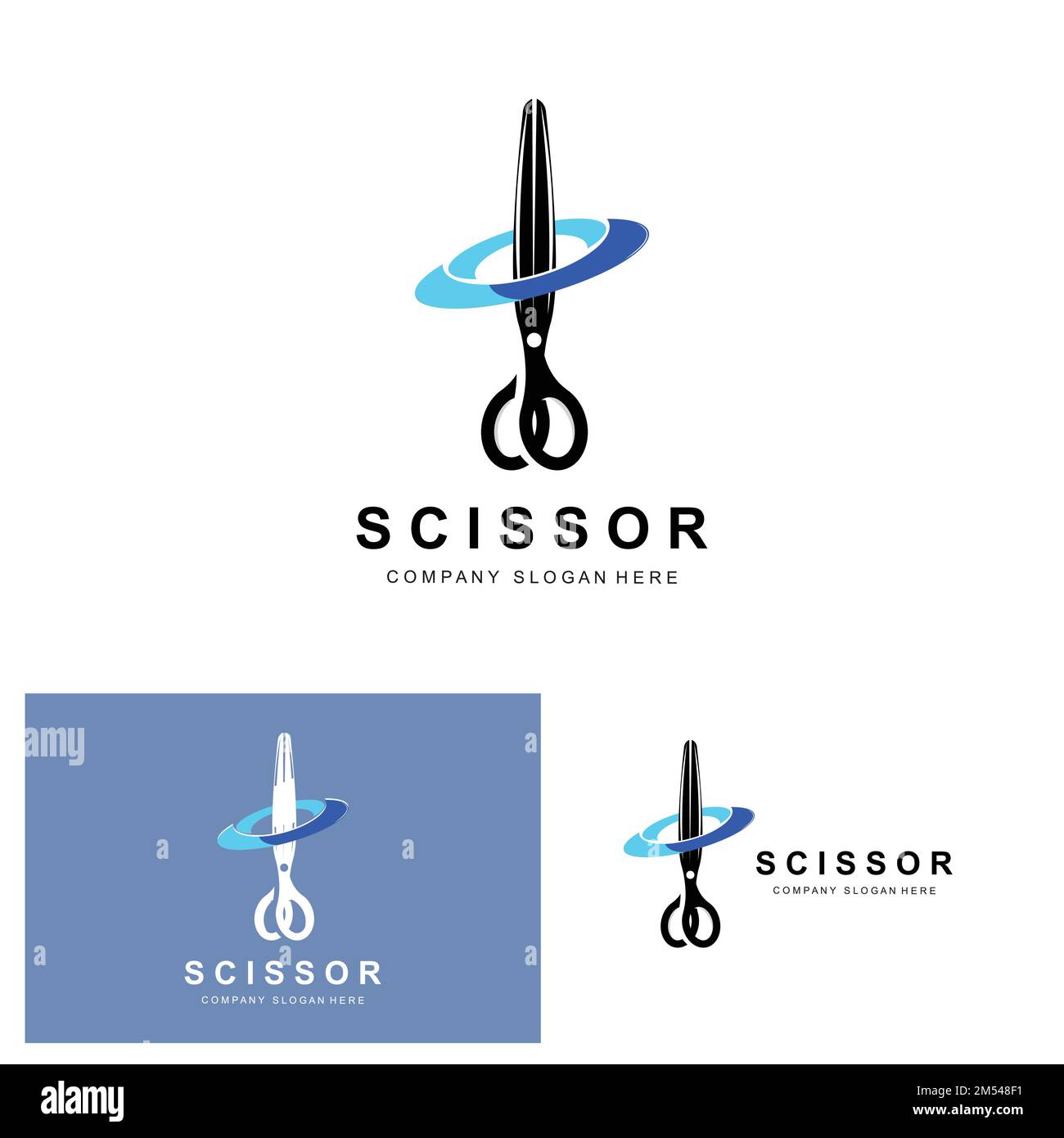 Scissors Logo Design, Vector Illustration Cutting Tool Icon Sticker
