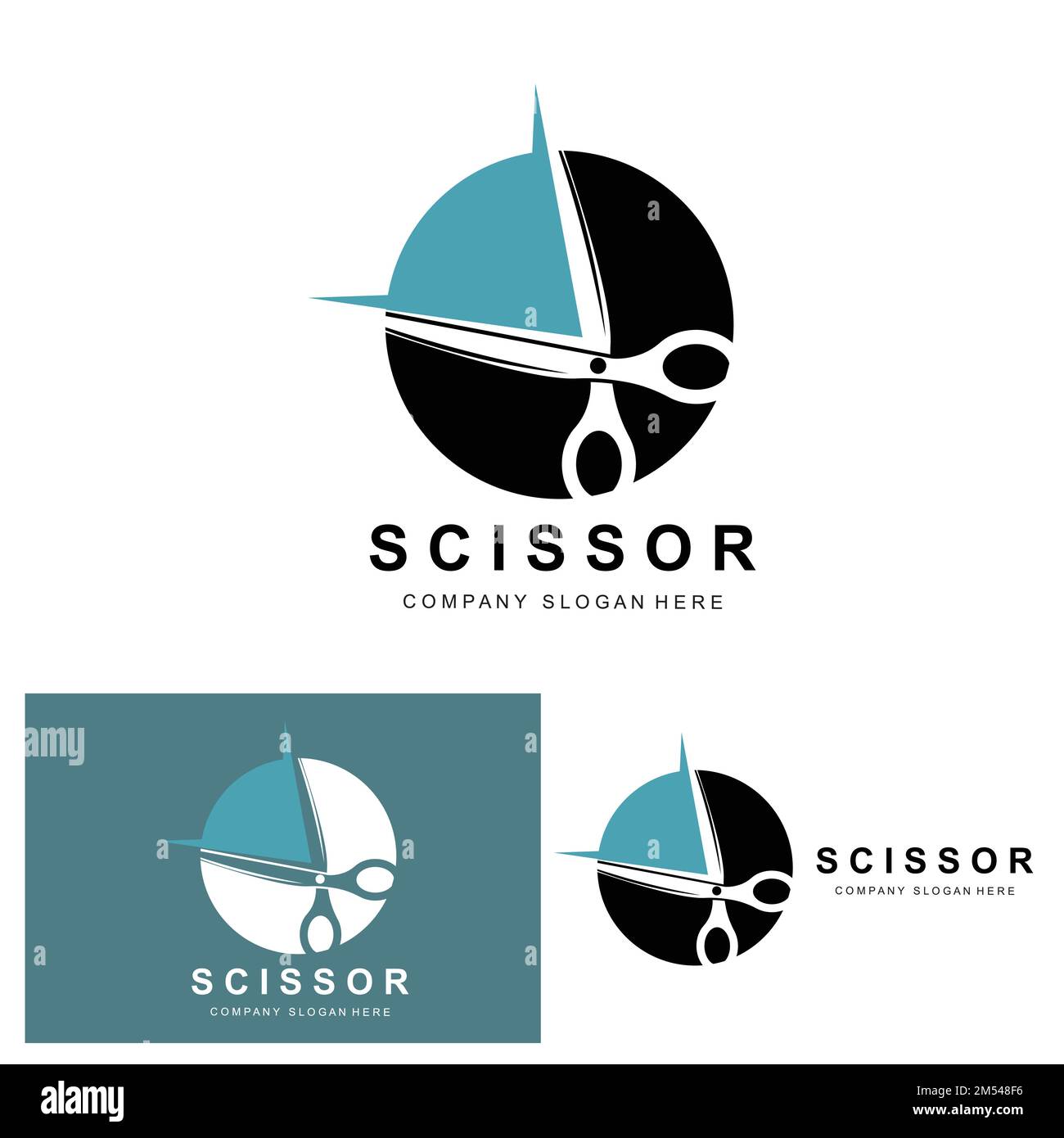 Scissors Logo Design, Vector Illustration Cutting Tool Icon Sticker