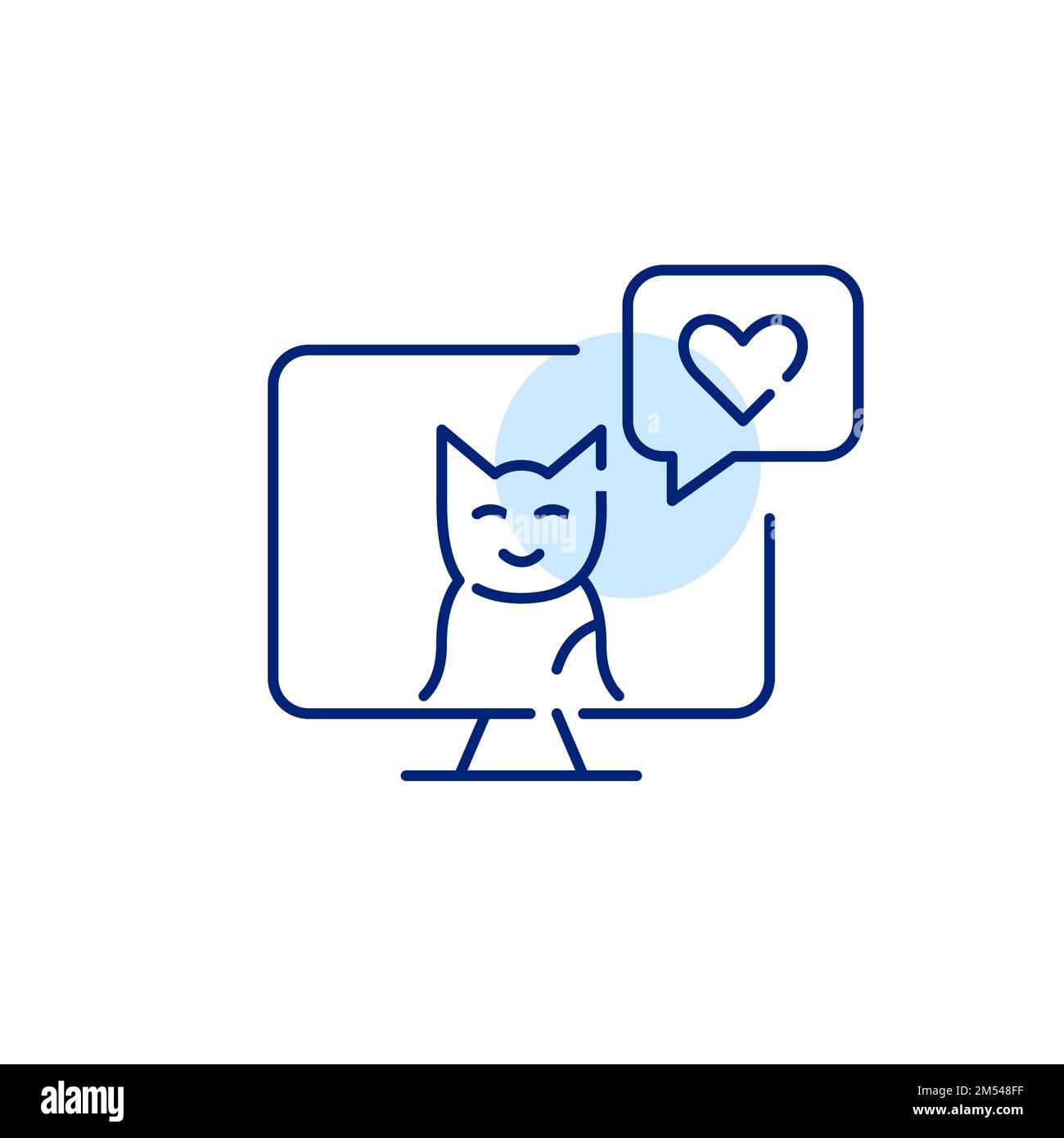 Cat user giving a like feedback. Pixel perfect, editable stroke line icon Stock Vector