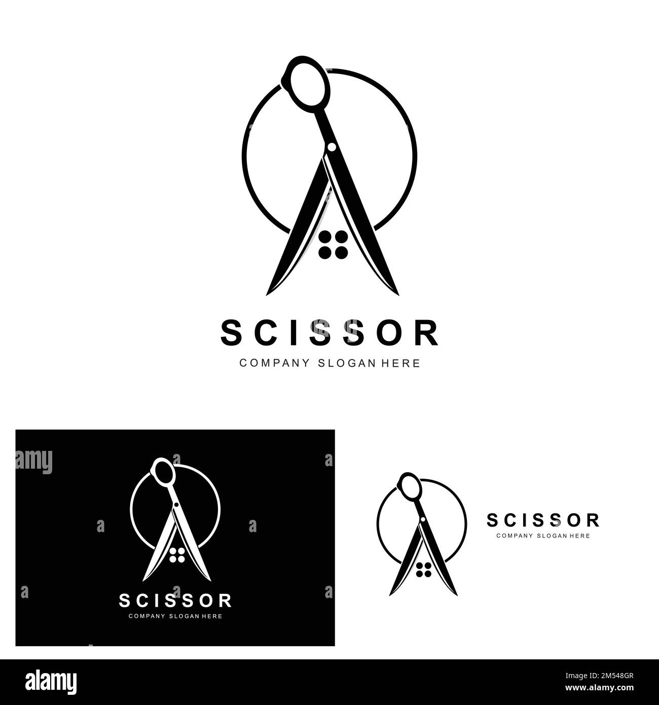 Scissors Logo Design, Vector Illustration Cutting Tool Icon Sticker