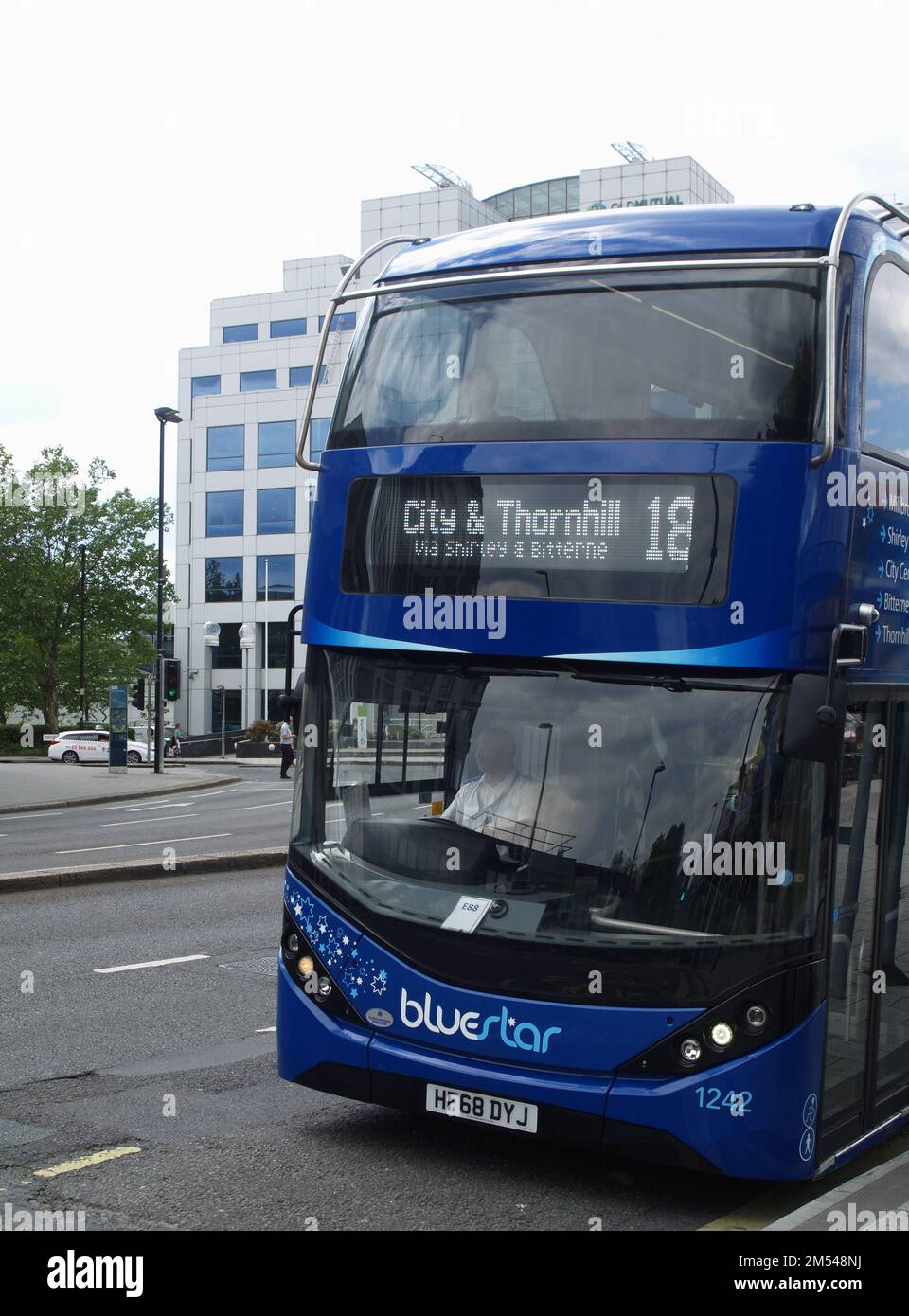 Bluestar Unilink Double decker bus in Southampton City Centre Stock Photo