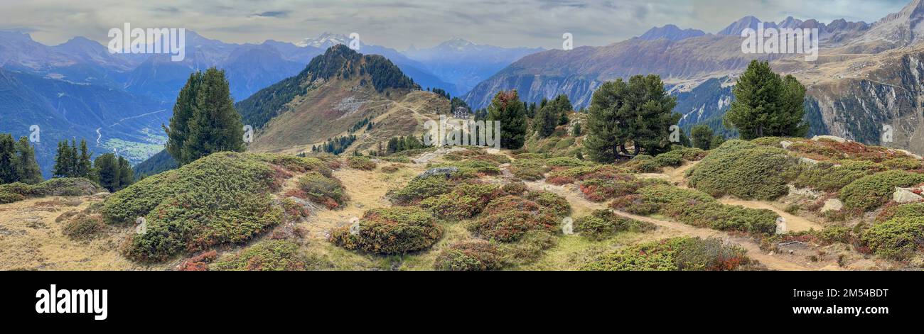 View of Riederalp, Villa Cassel, Pro Natura Nature Conservation Centre, Riederalp, Valais, Switzerland Stock Photo
