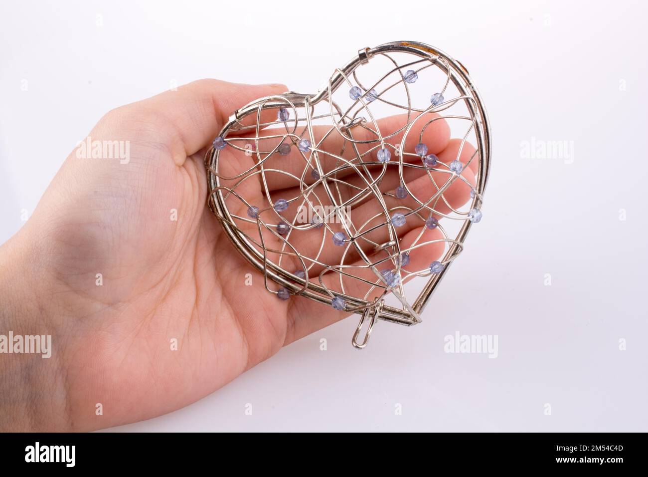 Hand holding Heart cage on a background Stock Photo Alamy