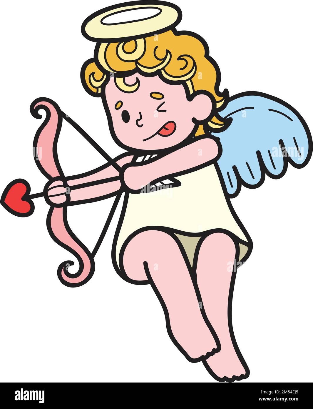 Hand Drawn Cupid is shooting an arrow illustration isolated on ...