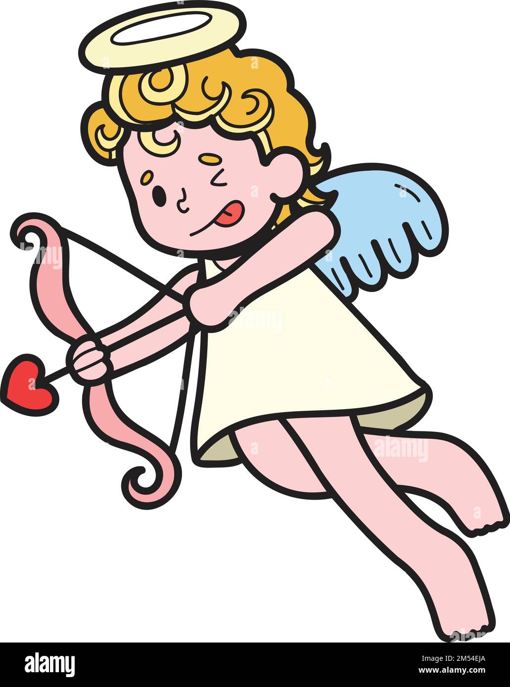 Hand Drawn Cupid is shooting an arrow illustration isolated on ...