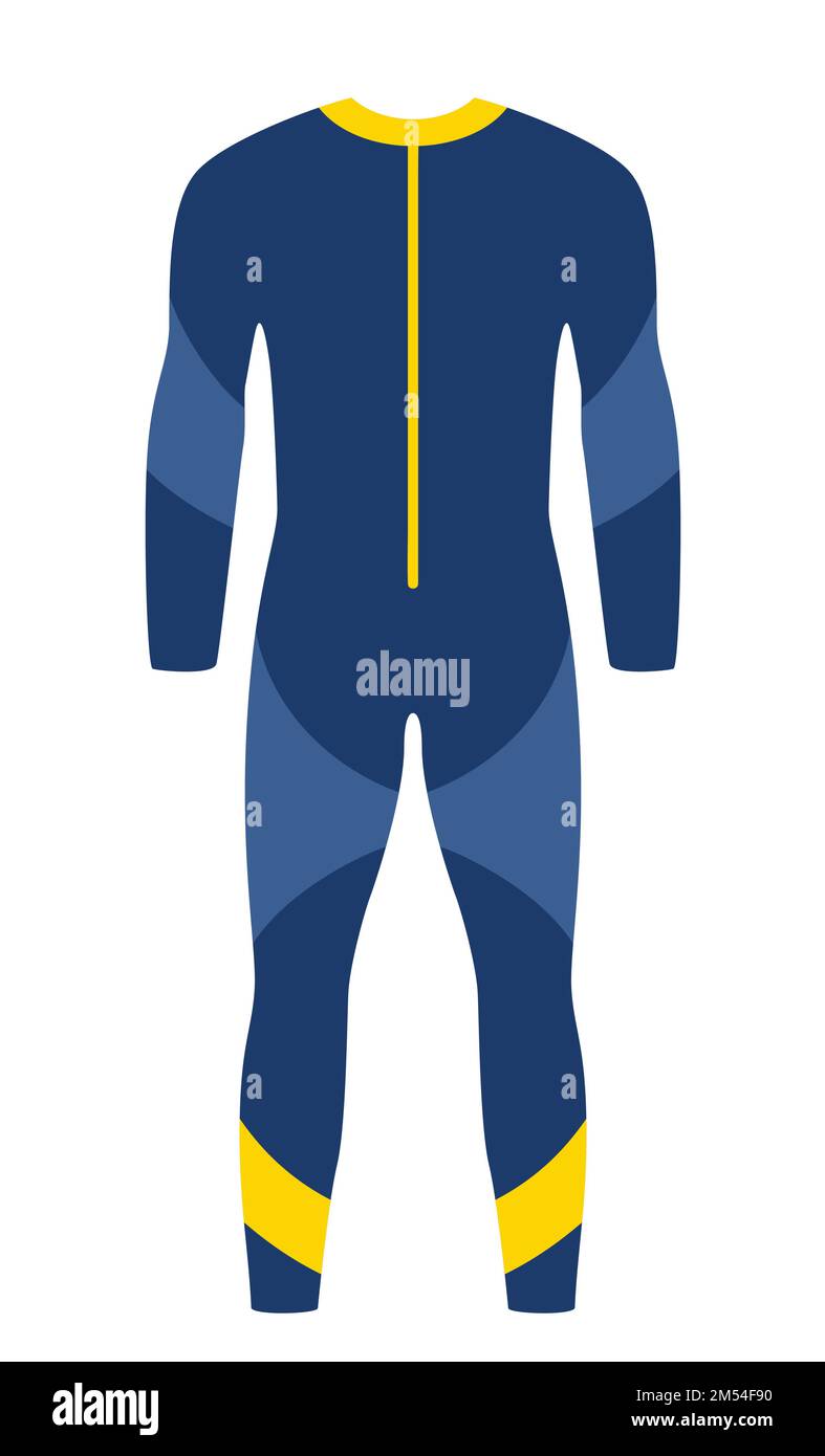 Diving wetsuit. Blue and yellow color. Diving costume. Vector