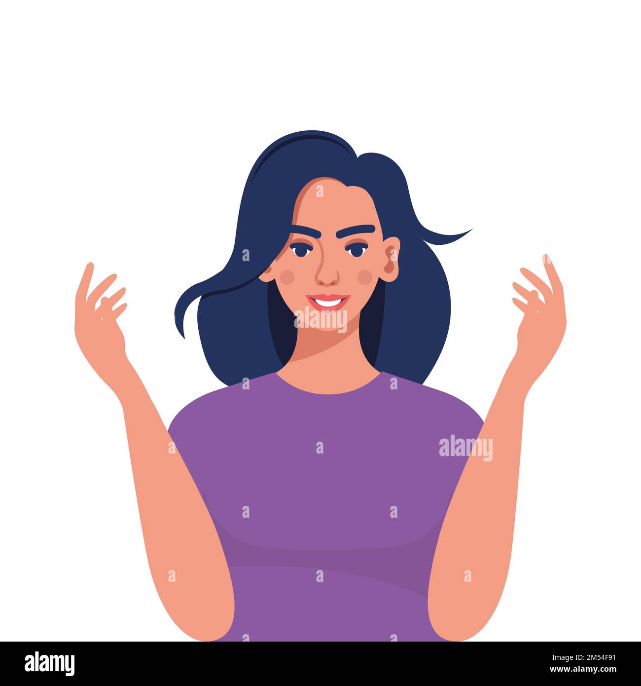Woman communicates with the audience. Vector illustration Stock Vector