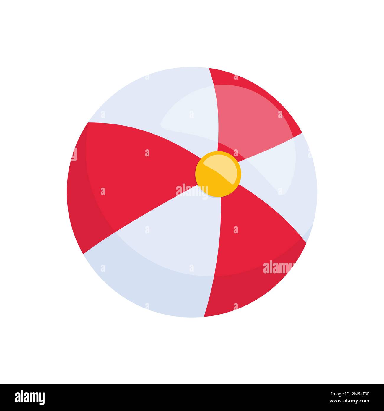 Red and white beach ball isolated on white background. Vector