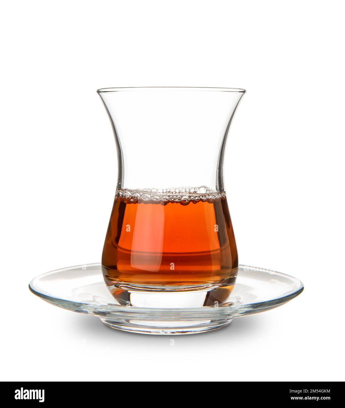 Glass of Turkish tea on white background Stock Photo - Alamy