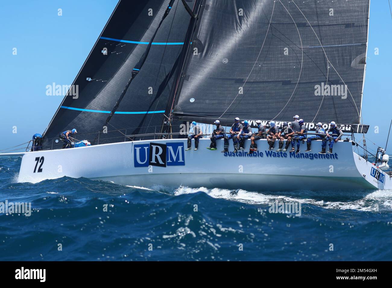 Sydney Harbour, Sydney, Australia. 26th Dec, 2022. 2022 Rolex Sydney Hobart  Race; URM Group skippered by Marcus Ashley-Jones and crew heads down the  New South Wales coast Credit: Action Plus SportsAlamy Live