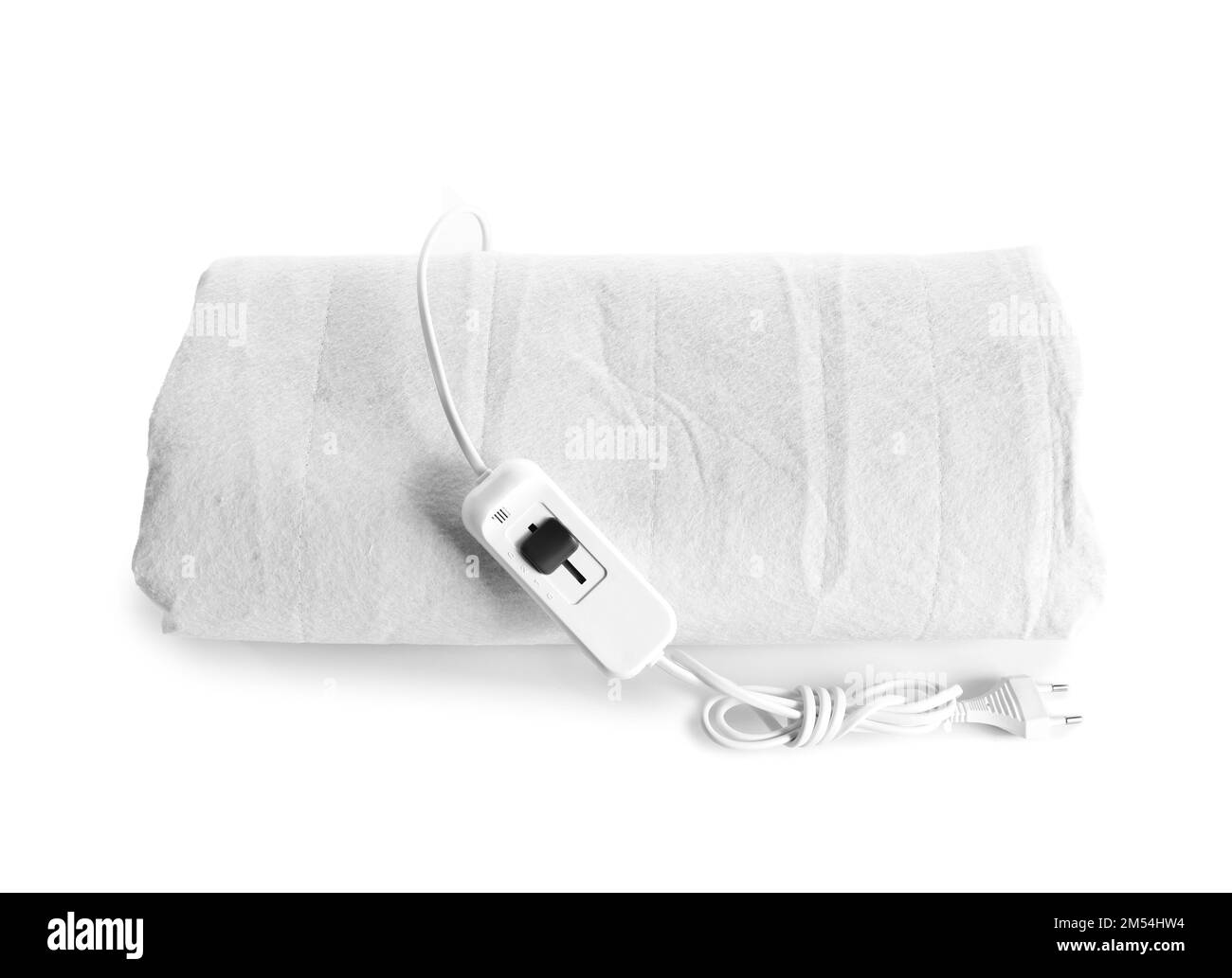 Electric heating pad with controller on white background Stock Photo
