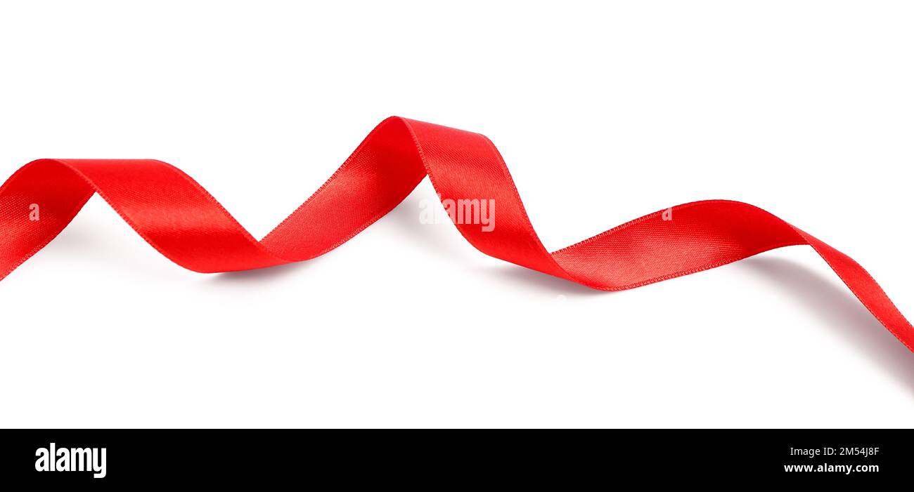 Red satin ribbon isolated on white background Stock Photo - Alamy
