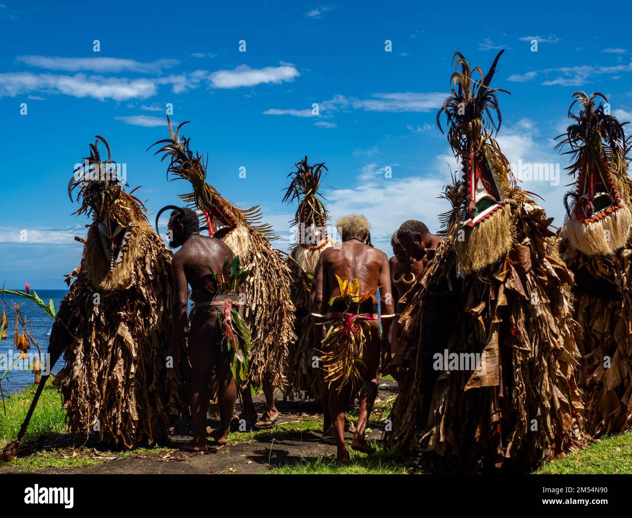 The ROM dance, or black magic,a traditional dance on Ambrym Island, Vanuatu Stock Photo