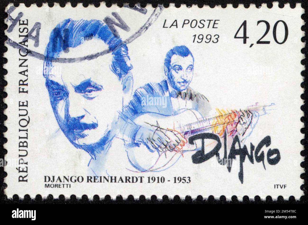 TIMBRE OBLITÉRÉ DJANGO REINHARDT 1910-1953. RÉPUBLIQUE FRANÇAISE. LA ...