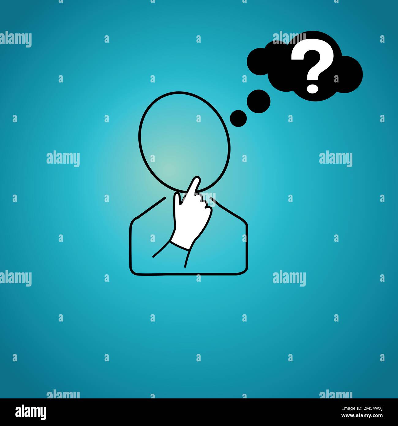 Icon of a man thinking with question mark on thought bubble Stock Vector