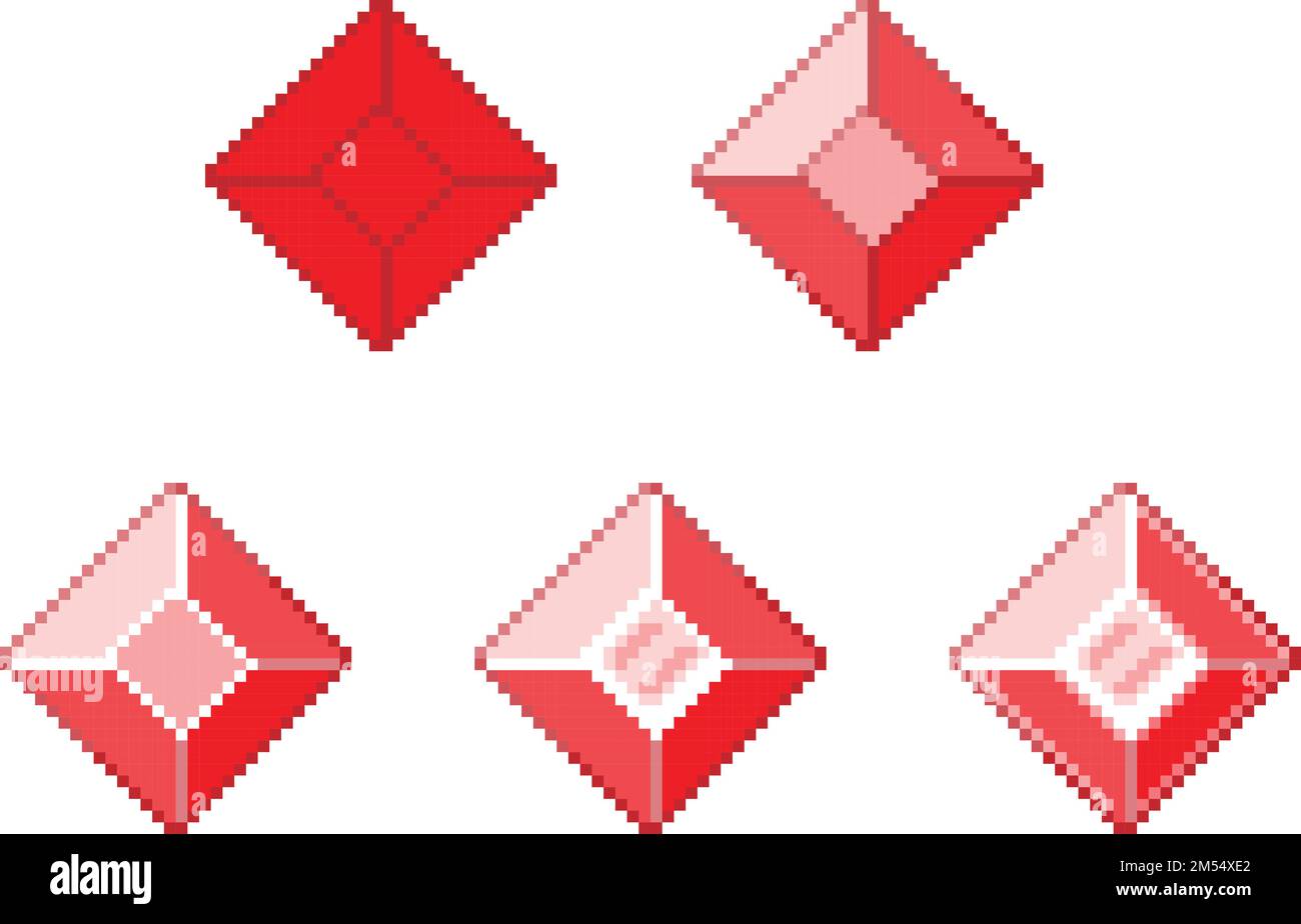 The pixel art vector design of red diamonds over a white background