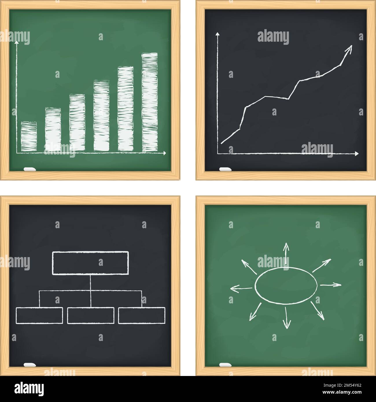 Blackboards with graphs and diagrams, vector eps10 illustration Stock