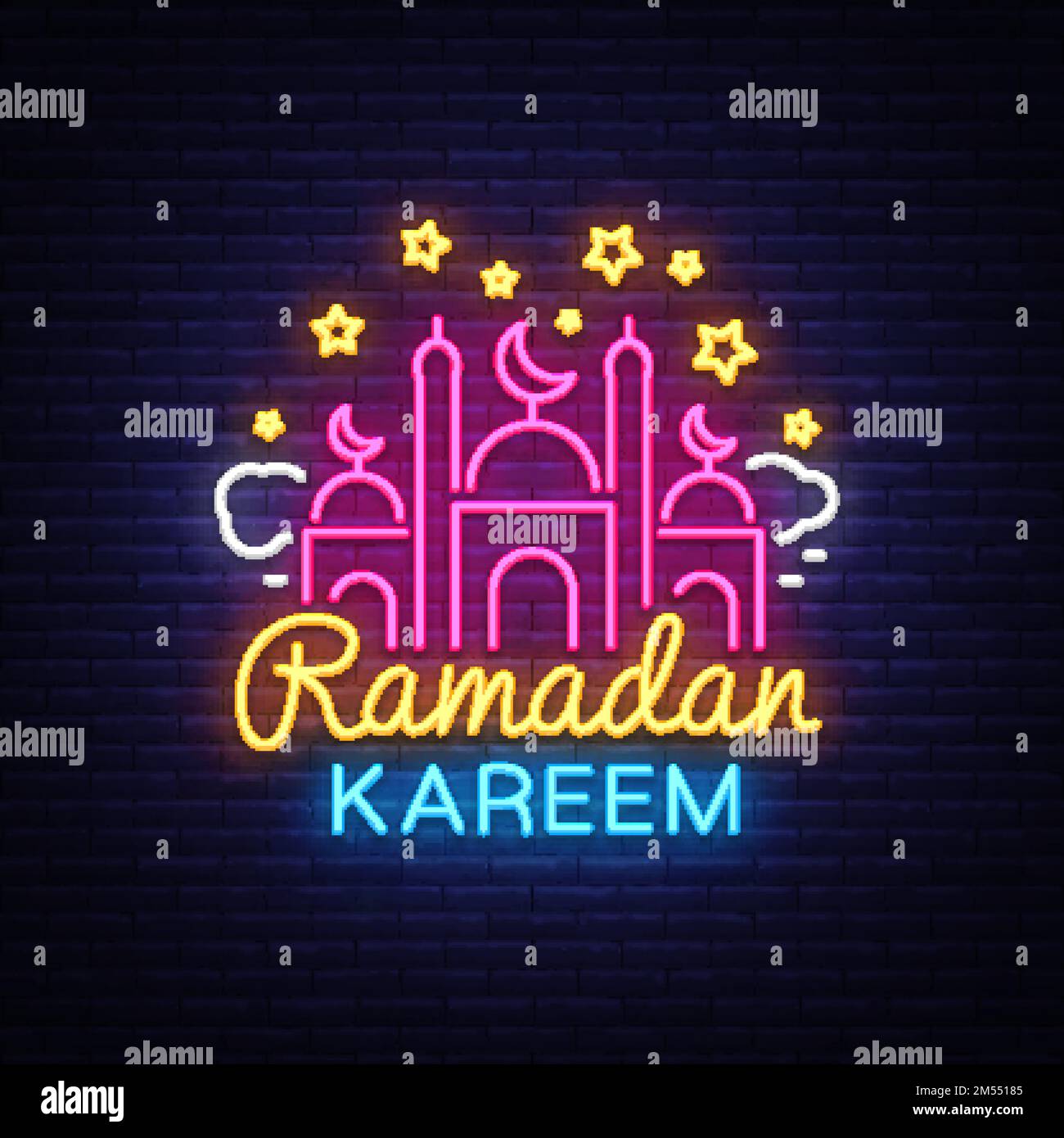 ramadan mubarak neon light