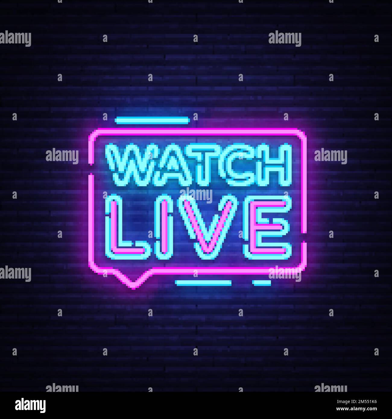 Watch Live tag neon sign. Neon Text Watch Live. Online View. Vector