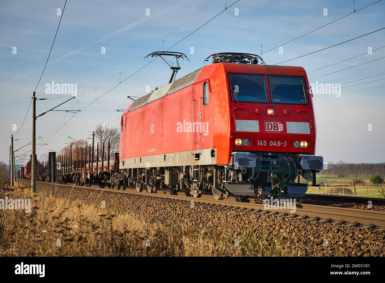 A class 145 electric locomotive, Bombardier TRAXX driving through Saarmund Stock Photo