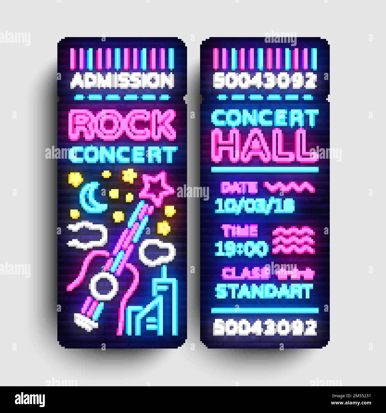 Rock Concert Ticket Design Template in Modern Trend Style. Concert