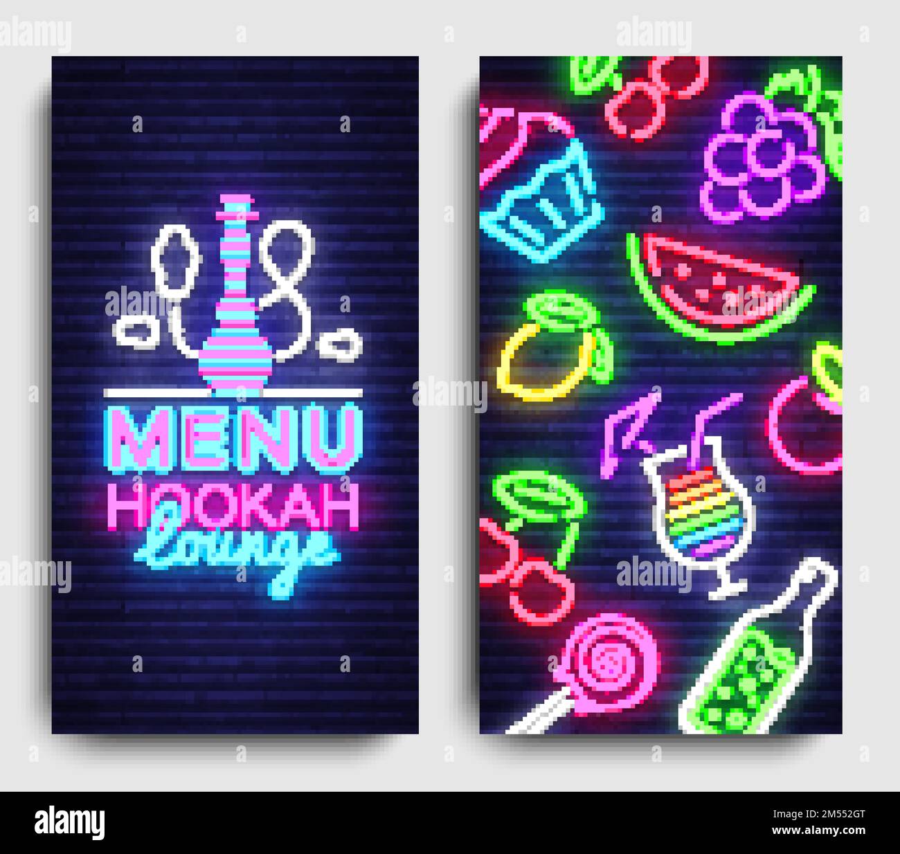 Hookah lounge menu design template vector. Hookah lounge typography